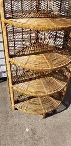 lot 41 image: Retro Woven Rattan Corner Display Shelves