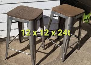 lot 72 image: Pair of Industrial Inspired Counter Stools