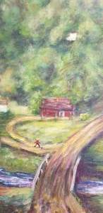 lot 68 image: Folk Art Oil Painting by Ada Dawson  Country Road