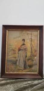 lot 69 image: Antique Framed Print  Mother and Child
