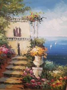 lot 92 image: Original Fine Art Oil Painting- La Terrazza sullAcqua