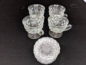 Vintage Fostoria Cup with Pedestal  and Saucer set of Four