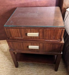lot 8 image: Two Drawer End Table with Bottom Shelf