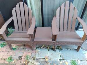 lot 1104 image: Outdoor Chairs w Attached Table