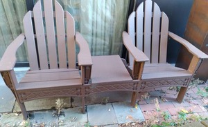 lot 1106 image: Outdoor Chairs w Attached Table