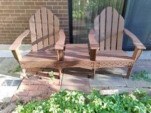 lot 1108 image: Outdoor Chairs w Attached Table