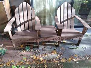 lot 1109 image: Outdoor Chairs w Attached Table