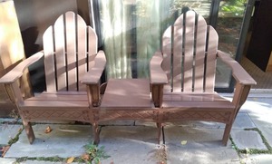 lot 1112 image: Outdoor Chairs w Attached Table