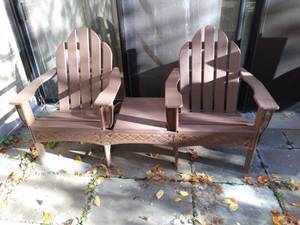 lot 1114 image: Outdoor Chairs w Attached Table