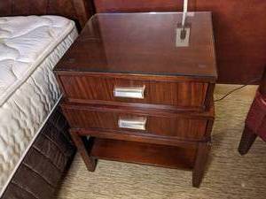 lot 12 image: Two Drawer End Table with Bottom Shelf