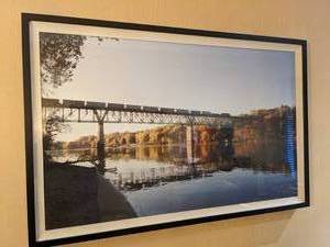 lot 27 image: Framed Art Train Bridge