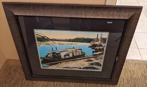 lot 33 image: Beautifully Framed Riverboat Painting