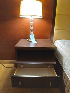 lot 726 image: Big Nightstand and Clear Bubble Table Lamp