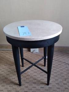 lot 747 image: Elegant Marble Circle Nightstand