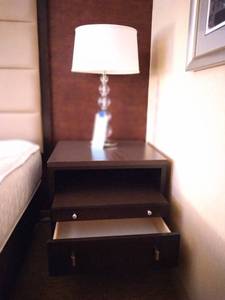 lot 768 image: Big Nightstand and Clear Bubble Table Lamp