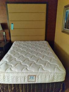 lot 786 image: Full Sized Padded Headboard, Mattress and Frame