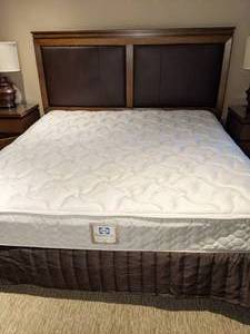 lot 74 image: Elegant King Headboard, Mattress, and Frame