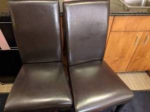lot 89 image: Elegant Set of (2) Leather Dining Chairs