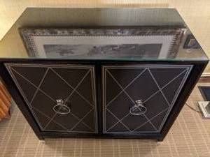 lot 97 image: Stunning Black Cabinet with Removable Glass Top