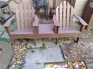 lot 145 image: Lovely Outdoor Chairs w Attached Table