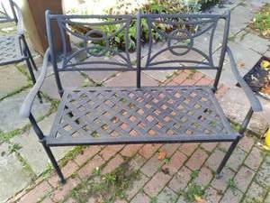 lot 148 image: Ornate Metal Outdoor Bench 