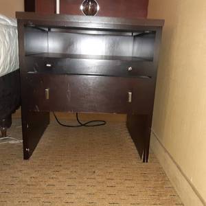 lot 555 image: Big Dark Brown Wood Nightstand