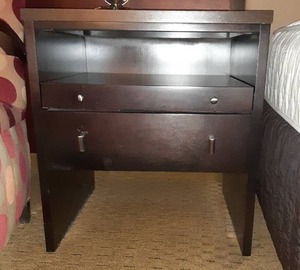 lot 558 image: Big Dark Brown Wood Nightstand