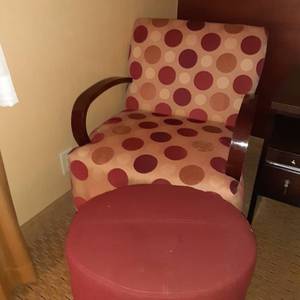 lot 559 image: Fanciful Polka Dot Chair & Ottoman