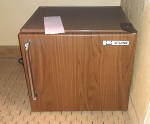 lot 571 image: Small Brown U-Line Mini Fridge