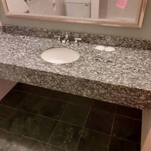 lot 573 image: Beautiful Large Marble Bathroom Counter w Sink