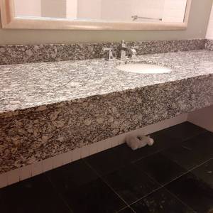 lot 597 image: Beautiful Large Marble Bathroom Counter w Sink