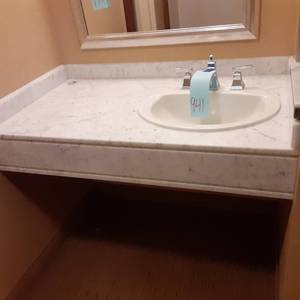 lot 940 image: Lovely Marbled Bathroom Counter with Sink