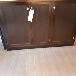 lot 657 image: Stunning Wood 3-Door CabinetTV Stand