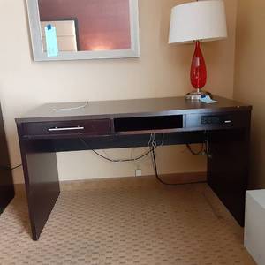 lot 810 image: Classic Office Lot Desk & Red Teardrop Lamp