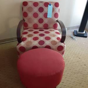 lot 827 image: Gorgeous Polka Dot Chair & Ottoman