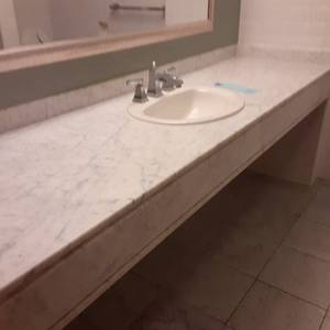 lot 860 image: Large Marble White Bathroom Counter with Sink