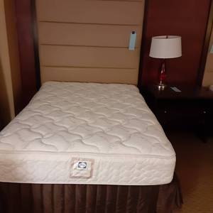 lot 867 image: Full Sized Headboard, Mattress and Frame