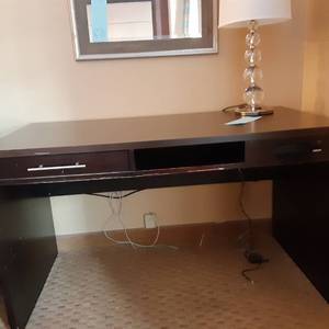 lot 870 image: Office Lot Desk & Bubble Lamp