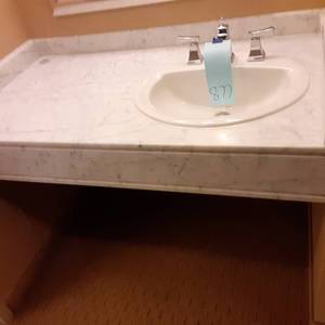 lot 877 image: Marbled White Bathroom Counter with Sink