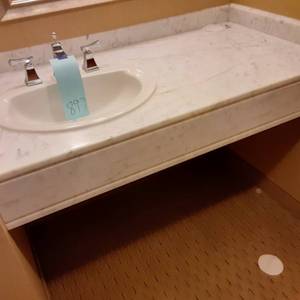lot 897 image: Beautiful Marbled White Bathroom Counter with Sink
