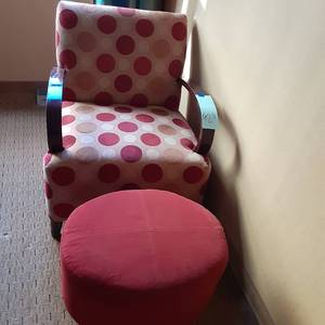 lot 929 image: Funky Polka Dot Chair & Ottoman