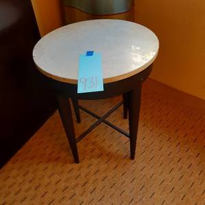 lot 931 image: Heavy Marble Circle Nightstand