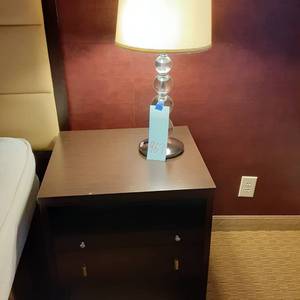 lot 967 image: Big Nightstand and Clear Bubble Table Lamp