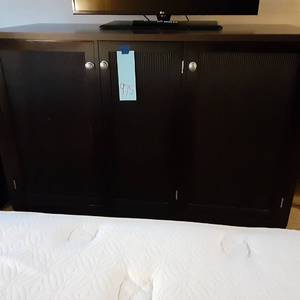 lot 975 image: Dark Brown 3-Door CabinetTV Stand