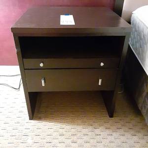 lot 990 image: Large Brown Wood Nightstand