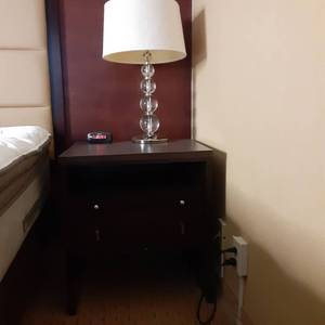 lot 510 image: Big Nightstand and Clear Bubble Table Lamp