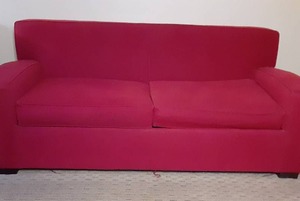 lot 523 image: Comfortable Red Sleeper Sofa by Southfield Furniture
