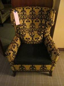 lot 116 image: Classy Wingback Chair in Cream & Black