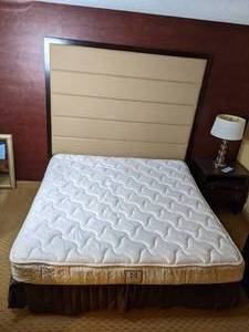 lot 951 image: Lovely Full Size Bed Headboard, Frame, Mattress, Etc.