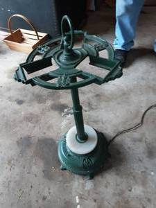 Vintage Cast Iron Ash Tray Stand With Lighted Base